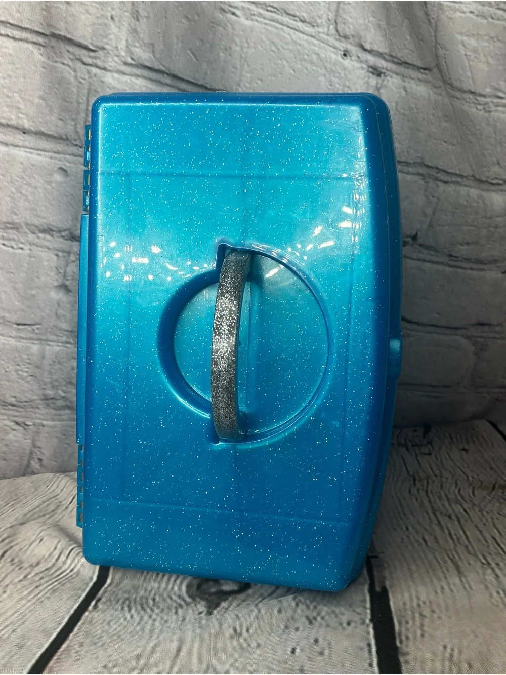 Vtg 90s y2k Caboodles Liquid Metallics 5620 Blue GLITTER Makeup Case Organizer